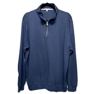 PETER MILLAR Men’s Cotton Navy Blue 1/4 Zip Pullover Size XL (HFF-left sleeve)
